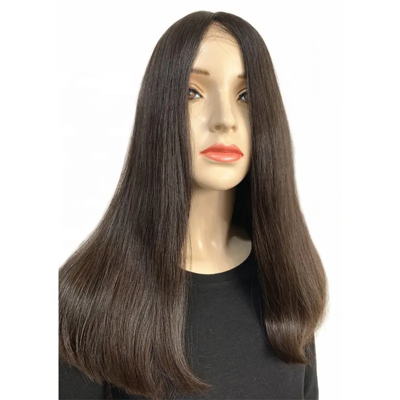 Large stock European human hair wigs silk top with lace front wig