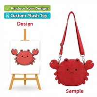 Fabricant de jouets en peluche personnalisés, vente en gros de mini sacs bandoulière en forme de crabe, cadeaux pour restaurants de fruits de mer, jouets en peluche personnalisés
