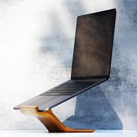 Étagère de bureau ergonomique en noyer Support de moniteur pour ordinateur portable et ordinateur portable Support pour ordinateur