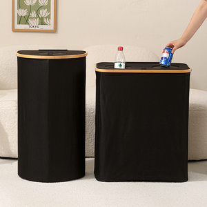 Indoor Storage Basket Collecting Glass <strong>Paper</strong> Plastic Bottles Bamboo Recycle <strong>Bin</strong> - Product Image 2