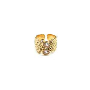 Fashion <b>Rings</b> PVD Gold Plated 316L Stainless Steel Sustainable Resistant <b>Statement</b> <b>Ring</b> For Women - Product Image 1