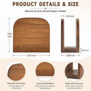 Dispenser per Fazzoletti da Tavolo in <span class=keywords><strong>Legno</strong></span> Massello con Design ad Arco Arrotondato, Logo Personalizzato, Colore e Materiale Personalizzabili, Campione Gratuito, OEM ODM, Porta Tovaglioli in <span class=keywords><strong>Legno</strong></span> - Product Image 2