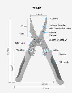YTH-K2 Multifunktionale Elektrische Zange zum Schneiden, Abisolieren und Crimpen von Drähten Langlebige Kabelschere für Elektroarbeiten - Product Image 1