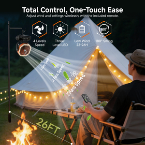 Ventilador Portátil para Camping <span class=keywords><strong>de</strong></span> 8000mAh con Luz LED y <span class=keywords><strong>Banco</strong></span> <span class=keywords><strong>de</strong></span> Energía, Directo <span class=keywords><strong>de</strong></span> Fábrica OEM - Product Image 4