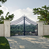 Portes d'allée automatiques coulissantes en fer électrique de conception européenne moderne pour Villa & Hotel Porte d'entrée pivotante en fer forgé personnalisée