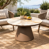 Table à manger en marbre de luxe pour l'extérieur, table basse avec structure en aluminium durable pour patio, jardin, restaurant
