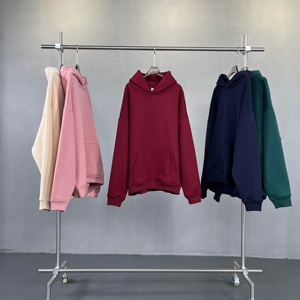 Wholesale 100% Cotton 400G Fleece Hoodies Sweatshirts Heavyweight Puff Print Custom Logo Cut Streetwear Hiphop Men's Winter - Product Image 2