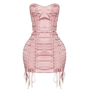 Nuevo Estilo Vestido de Fiesta Sexy con Espalda Descubierta y Cordones, Vestidos de Club para Mujer, Forro de Satén, Cremallera Invisible, Vestido Mini sin Tirantes - Product Image 4