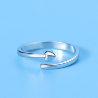 Bague de couple minimaliste populaire en forme de cœur, ajustable, pour fiançailles ou promesse, bijou tendance