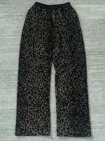 Ensemble de survêtement imprimé léopard guépard de qualité supérieure, logo personnalisé, streetwear, fermeture éclair en strass, survêtement 100% coton, survêtement noir