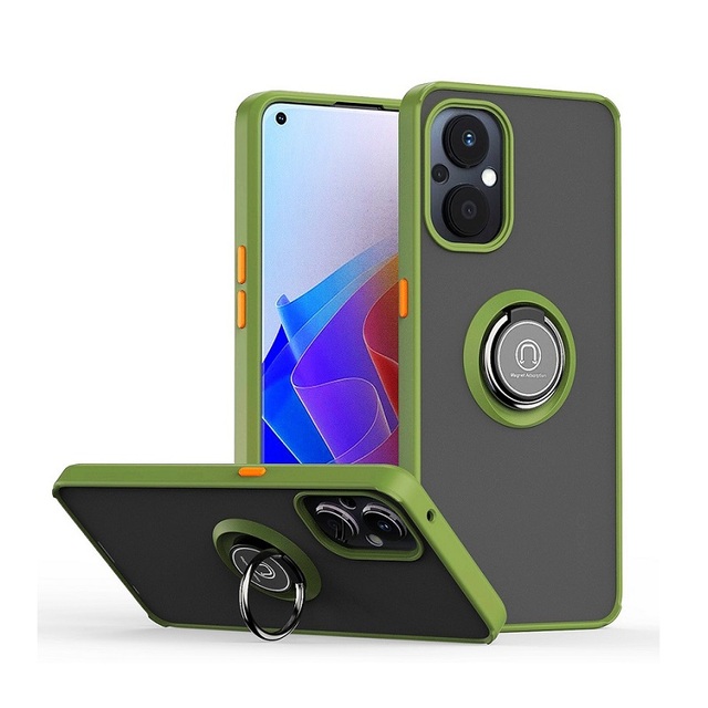 Ring Stand Matte PC TPU Mobile Cover Camera Protection Translucent Phone Case for OPPO Reno7 Z Reno8 Z A96 Nord N20 5G