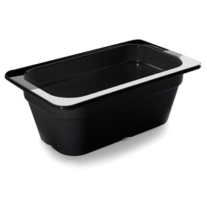 Contenitore per alimenti in melamina, formato 1/4, nero, rettangolare, per uso in cucina - Product Image 1