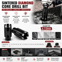 Foret diamanté sinterisé haute performance avec finition oxyde noir pour le perçage du granit et tige en acier au carbone