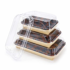 ถาดซูชิสีทองแบบใช้แล้วทิ้ง ถาดกระดาษซูชิแบบหรูหราพร้อมฝาปิด กล่องบรรจุภัณฑ์ สามารถออกแบบโลโก้ได้ตามต้องการ - Product Image 1