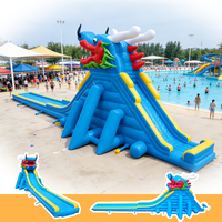 Toboggan aquatique gonflable géant de 20 m, une seule piste, de qualité commerciale pour l'extérieur, taille adulte, le plus grand du monde, modèle Dragon