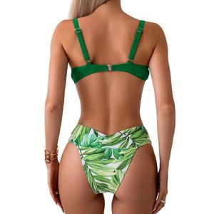 Conjunto de Bikini Personalizado con Hojas Verdes a Juego para Parejas, Tanga para Mujer y Top Push-Up, Traje de Baño para Hombre, Ropa de Playa - Product Image 5