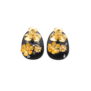Vintage Flower Stud Earrings Gold Plated Acrylic <b>Resin</b> Women's Party Jewelry - Product Image 3