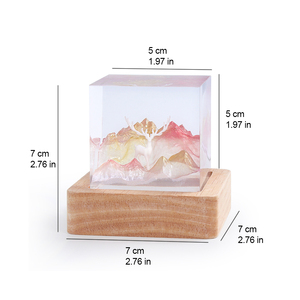 Lámpara de Noche de Resina Hecha a Mano con Diseño de Montaña Dorada y Alce, Lámpara de Escritorio LED USB de Madera Natural para Decoración del Hogar - Product Image 6