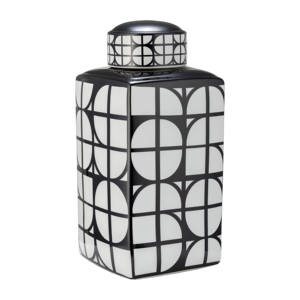 Ceramic <b>Vase</b> With Lid <b>Square</b> Decorative Jar For Home Living Room Bedroom Office Dining Decor - Product Image 2