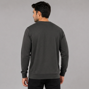 Sudadera informal de manga larga para hombre, 100% algodón, tejido de rizo, para la temporada de invierno, diseño liso, color negro lavado - Product Image 4