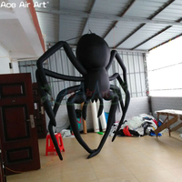 Modèle d'araignée gonflable géante noire suspendue, grande araignée à huit pattes pour la décoration d'Halloween et d'événements festifs
