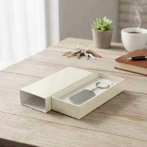 Boîte en carton ivoire pour rangement de porte-clés avec couvercle et plateau intérieur - Product Image 3