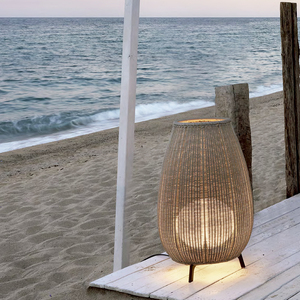 Lampe de sol en rotin moderne pour l'extérieur, avec climatisation ou batterie Li-ion de 10000 mAh, rechargeable, étanche IP65, pour la plage, le jardin - Product Image 3
