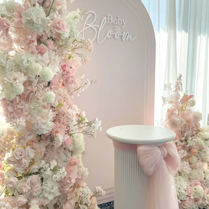 Chemin de table en fleurs artificielles rose et blanc pour <span class=keywords><strong>mariage</strong></span>, anniversaire, fête, table de <span class=keywords><strong>gâteau</strong></span>, arrangement floral, décoration d'arche - Product Image 4