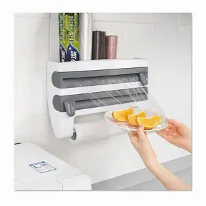 Creative Kitchen Plastic Wrap Storage Rack With Cutter Aluminum Foil BBQ Paper Kitchen Towel Holder