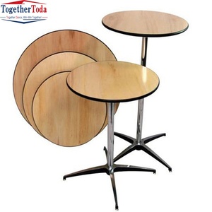 Mesa de Bar Redonda Moderna de Madera Maciza para Cócteles, Barra Alta Fija para Fiestas, Mesa Plegable para Comer al Aire Libre - Product Image 2