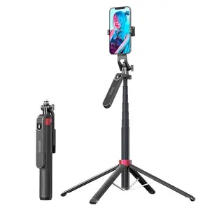 Taşınabilir uzaktan kumanda 360 derece rotasyon katlanabilir geri çekilebilir alüminyum Tripod cep telefonu Vlog Gimbal özçekim sopa Tripod