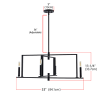 Suspension industrielle personnalisée en gros à 4 lumières E12, hauteur réglable, style minimaliste américain pour salons et salles à manger