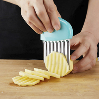 Cuchillo manual de acero inoxidable para frutas, cortador de patatas onduladas, cortador de patatas fritas, rebanador de patatas fritas