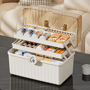 Boîte à médicaments à trois couches, trousse de premiers soins pliable, organisateur de stockage médical portable, étui à médicaments de grande capacité pour la maison - Product Image 6