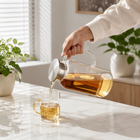 Bouilloire à thé en verre borosilicate de haute qualité pour restaurants et hôtels, grande capacité 1600 ml, pichet à eau froide/carafe à jus au design minimaliste