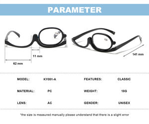 Lunettes <span class=keywords><strong>de</strong></span> lecture pour femmes avec loupe rabattable, lunettes <span class=keywords><strong>de</strong></span> maquillage avec charnière <span class=keywords><strong>à</strong></span> ressort - Product Image 6