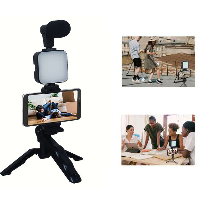 Portable Outdoor Video Making Kit Handheld Fill Light Wireless Microphone Mobile Photography Broadcast Holder Remote Control