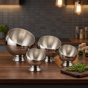 Stainless Steel Serving <b>Bowl</b> Round Open Top Metal <b>Dessert</b> <b>Bowl</b> Kitchen Candy Snack Container - Product Image 5