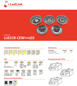 Lentille COB à haute transmission LedLink LL01CR-CEW12L02 Ø50mm 16 degrés, lentille optique LED pour Crees Cxa1310 - Product Image 4
