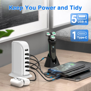 Estación de carga de 40W 2024, bloque de cargador de pared, 6 puertos <span class=keywords><strong>USB</strong></span>, concentrador de carga con tipo C para teléfonos inteligentes, hogar, oficina, utilizado para iPhone - Product Image 2