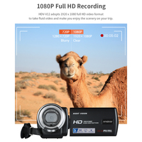 Andoer-cámara de vídeo V12 Full HD con Zoom Digital, Videocámara portátil con visión nocturna y detección facial, 1080P, 16X