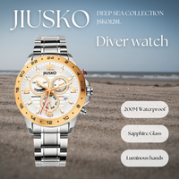 Montre de sport de luxe étanche JIUSKO pour homme, montre-bracelet tendance avec calendrier, montre de plongée en acier inoxydable