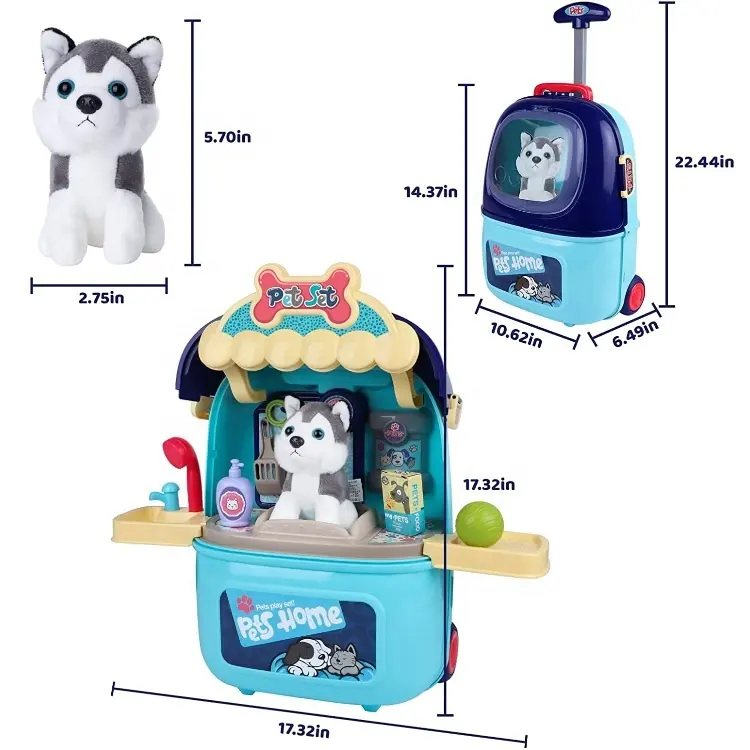 Kit médical de voyage pour enfants, 29 pièces, jeu de rôle pour chien, jouets de toilettage, Kit vétérinaire pour enfants, jouets de soins pour animaux de compagnie