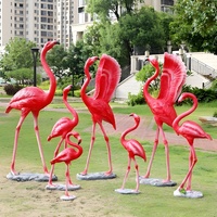 Sculpture de jardin autoportante en fibre de verre, flamant rose, faite à la main, résistante à l'eau, pour décoration extérieure, simulation d'animaux personnalisée