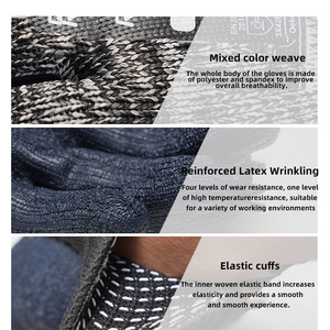 Guantes DE TRABAJO Rock & Stone, guantes de seguridad de algodón y poliéster blanco y negro, látex reforzado, antiarrugas, talla XL, para el 2017 - Product Image 3