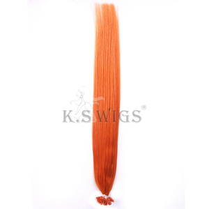 Extensions à pointe en U K.SWIGS couleur orange vif, 100% cheveux humains Remy, adhérence invisible à la kératine, durables et légères, pour usage personnel - Product Image 2