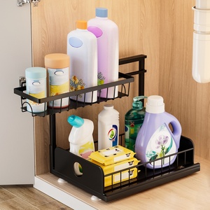Étagère coulissante à 2 niveaux Étagères de <span class=keywords><strong>rangement</strong></span> <span class=keywords><strong>sous</strong></span> l'évier Organisateur d'armoire coulissante - Product Image 2