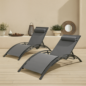 مجموعة كراسي استرخاء للحدائق والمسابح من الفولاذ المقاوم للصدأ، قابلة للتعديل والاستلقاء، للاستخدام في الفناء والفنادق - Product Image 5