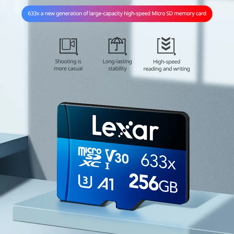 Lexar Micro SD kart Micro SD TF kart 100 m/s telefon 633x için okuma hızı hafıza kartı