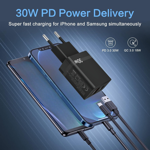 Cargador de Pared de Carga Rápida con Doble Puerto PD QC3.0 de 30 W, Enchufe <span class=keywords><strong>para</strong></span> UE y Reino Unido, <span class=keywords><strong>para</strong></span> Teléfono Móvil, <span class=keywords><strong>AirPods</strong></span>, Switch, <span class=keywords><strong>iPad</strong></span> - Product Image 5